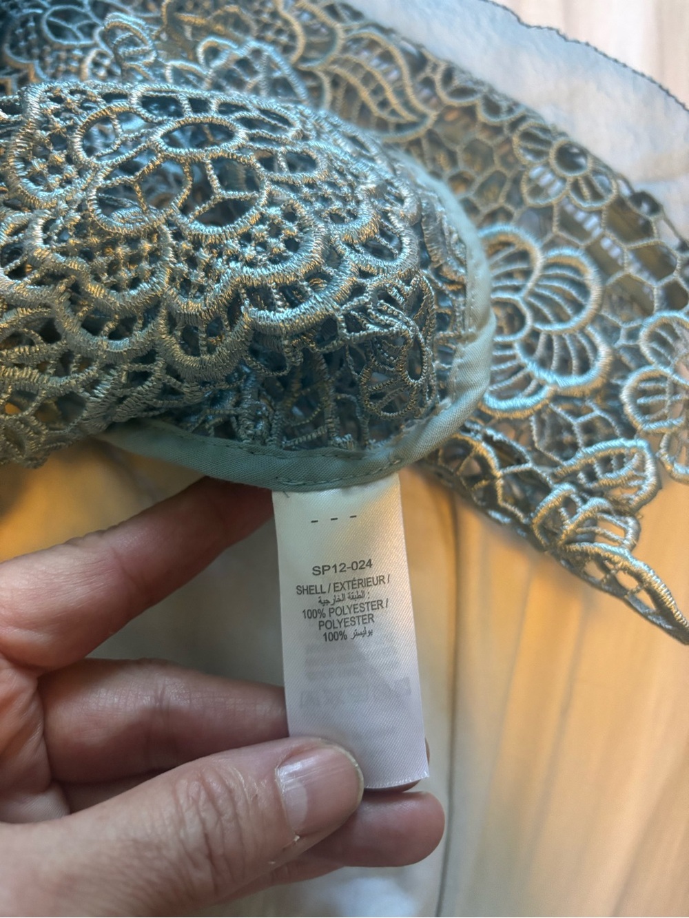 VGUC Self-Portrait Pale Blue Floral Lace Blouse with Organza Ruffles US 8/10 - Picture 12 of 13